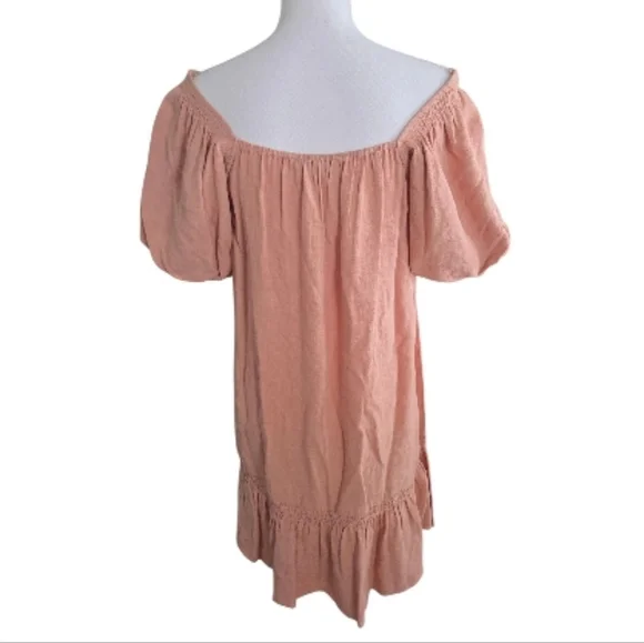 Doe & Rae Blush Off Shoulder Puff Sleeve Dress - Picture 2 of 7
